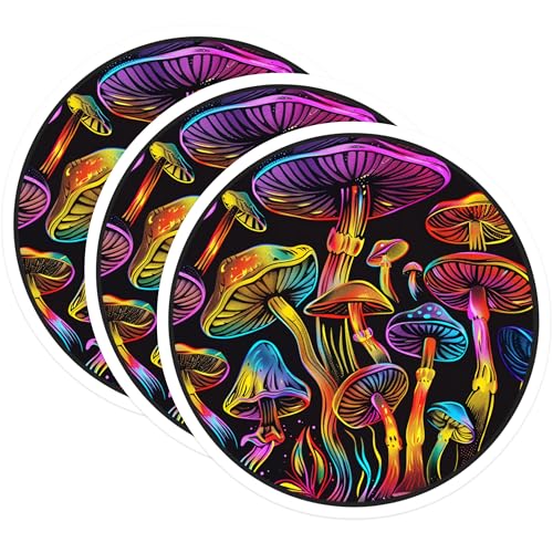 (3 Pack) Mushroom Decals - Psychedelic Art Stickers - Laptop Decals - 3 Inches On Longest Side - Easy Peel & Apply - Made in USA - 3MCS6016