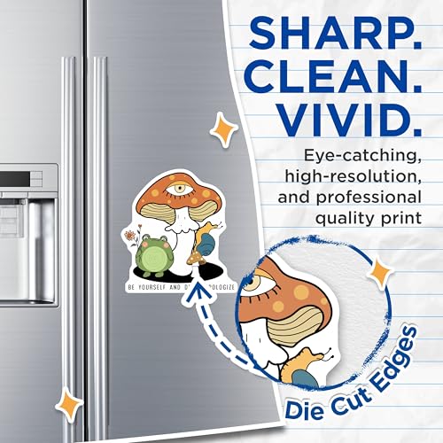 (2 Pack) Be Yourself and Don't Apologize Magnets - Cute Frog Magnet - Mushroom Snail Art Magnets - 5" On Longest Side - for Cars, Fridges, Toolboxes - Made in USA - MAG6982