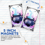 (2 Pack) The Mystic Cauldron Magnets - Fantasy Art Magnets - Witchcraft Kitchen Decor Magnets - 5" On Longest Side - for Cars, Refrigerators, Toolboxes, Lockers - Made in USA MAG3590