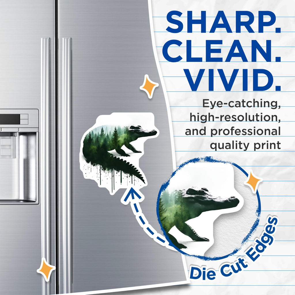 (2 Pack) Alligator Magnets - Forest Scene - Nature Inspired Decor - 5" On Longest Side - Premium Magnet - for Cars, Refrigerators, Toolboxes, Lockers - Made in USA - MAG16051