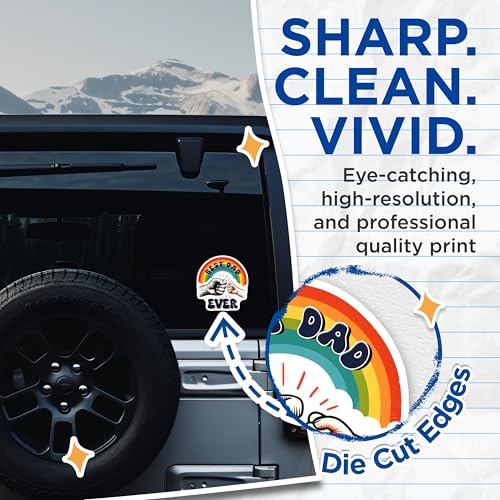 (2 Pack) Best Dad Ever Stickers - Father's Day - Rainbow - 5" On Longest Side - Sticks to Smooth Flat Surfaces - Made in USA - BMCS7479