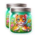 (2 Pack) Cute Tiger Stickers - Adorable Animal Decal - Tiger in Jungle Art - 5" On Longest Side - Sticks to Smooth Flat Surfaces - Made in USA - BMCS9365