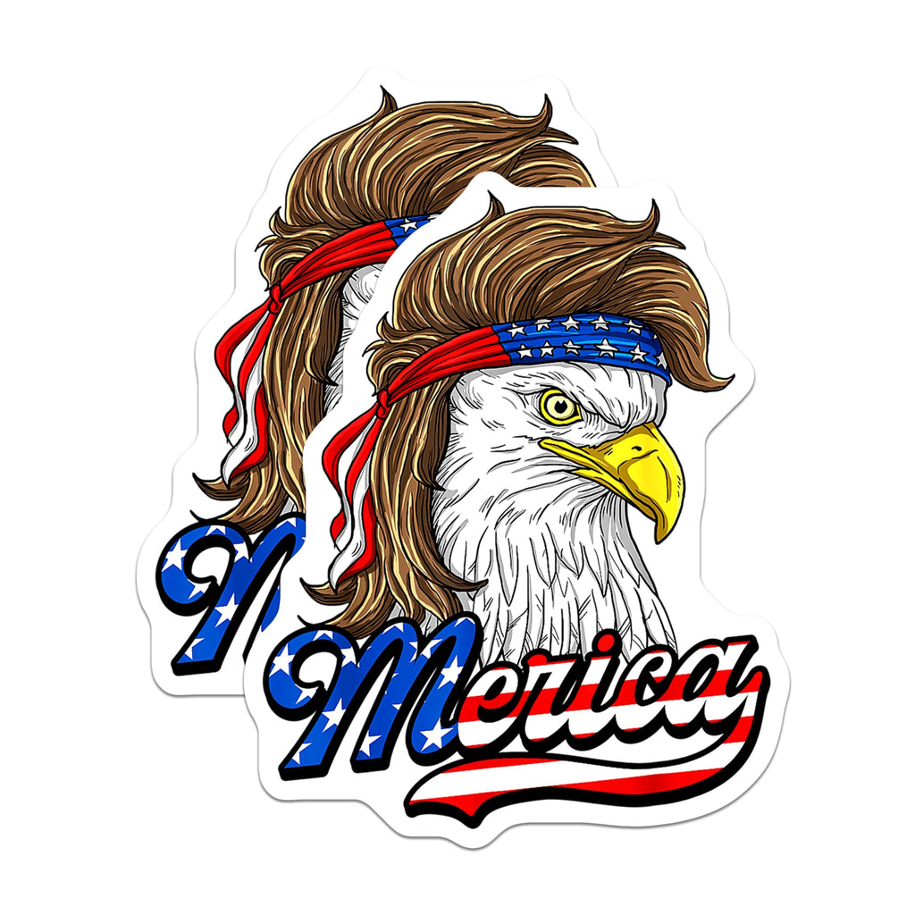 (2 Pack) Merica Eagle Magnets - Mullet Bald Eagle USA - Patriotic Freedom Spirit Refrigerator Locker Accent Decoration - 5 Inches On Longest Side - Thick Durable Magnet - Made in USA - MAG24469
