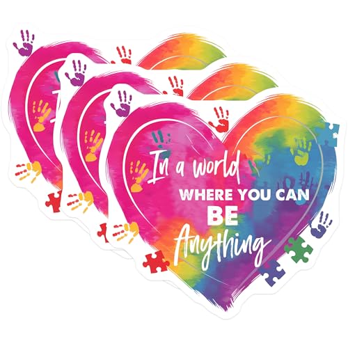 (3 Pack) Autism Awareness Decals - Inclusion Be Anything - Puzzle Piece Laptop Decal - 3 Inches On Longest Side - Easy Peel & Apply - Made in USA - 3MCS7182