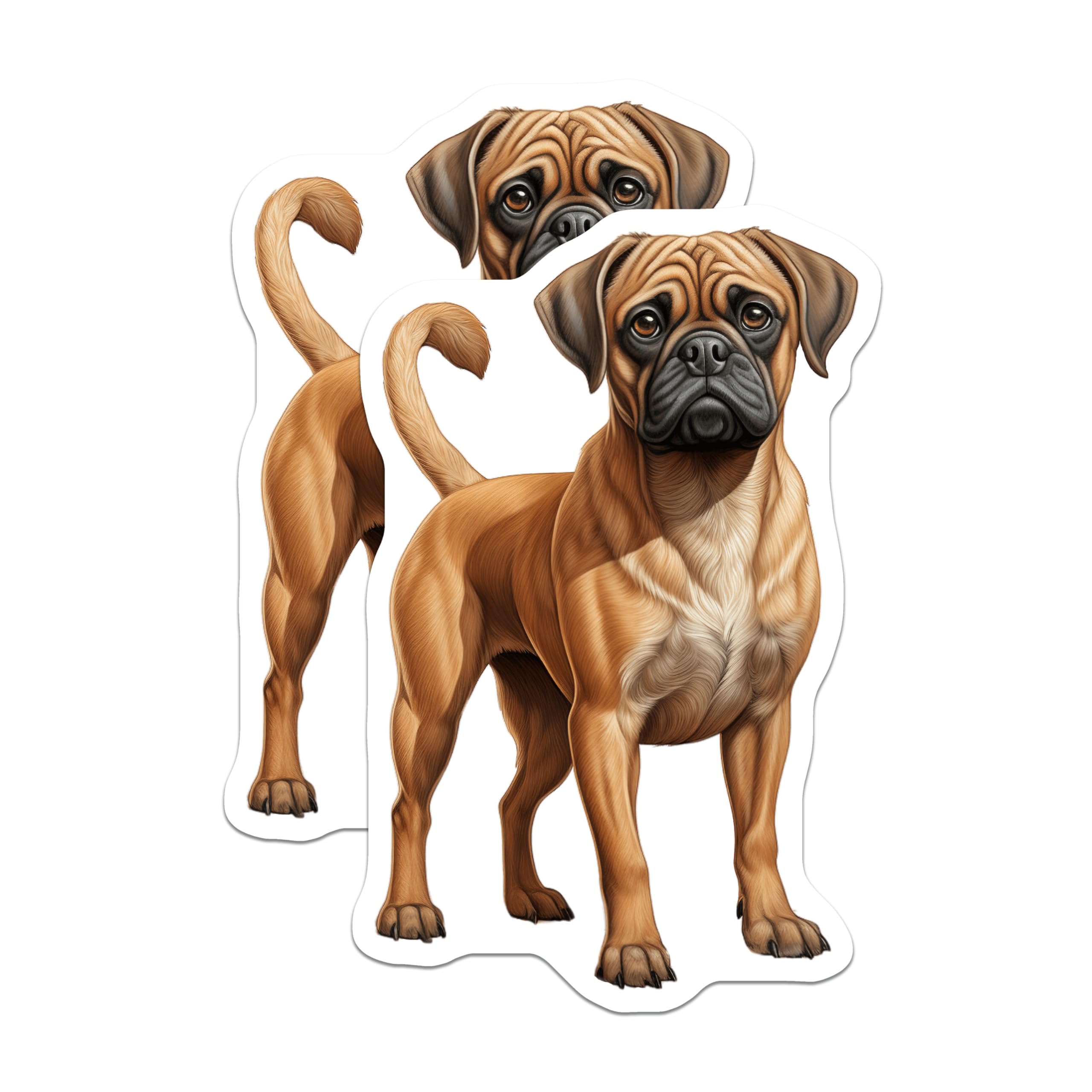 (2 Pack) Puggle Dog Magnets - Cute Wrinkly Puppy Art Decor - Pet Lover Refrigerator Magnets for Dog Mom Dad - 5 Inches On Longest Side - Thick Durable Magnet - Made in USA - MAG26230