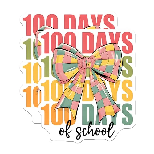 (2 Pack) 100 Days of School Magnets - Plaid Bow Magnets - Back to School Celebration Magnets - 5" On Longest Side - for Cars, Refrigerators, Toolboxes, Lockers - Made in USA BMCS3402