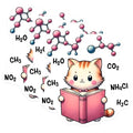(3 Pack) Scientist Cat Decals - Reading Book - Chemistry Formulas Laptop Decals - 3 Inches On Longest Side - Easy Peel & Apply - Made in USA - 3MCS6784
