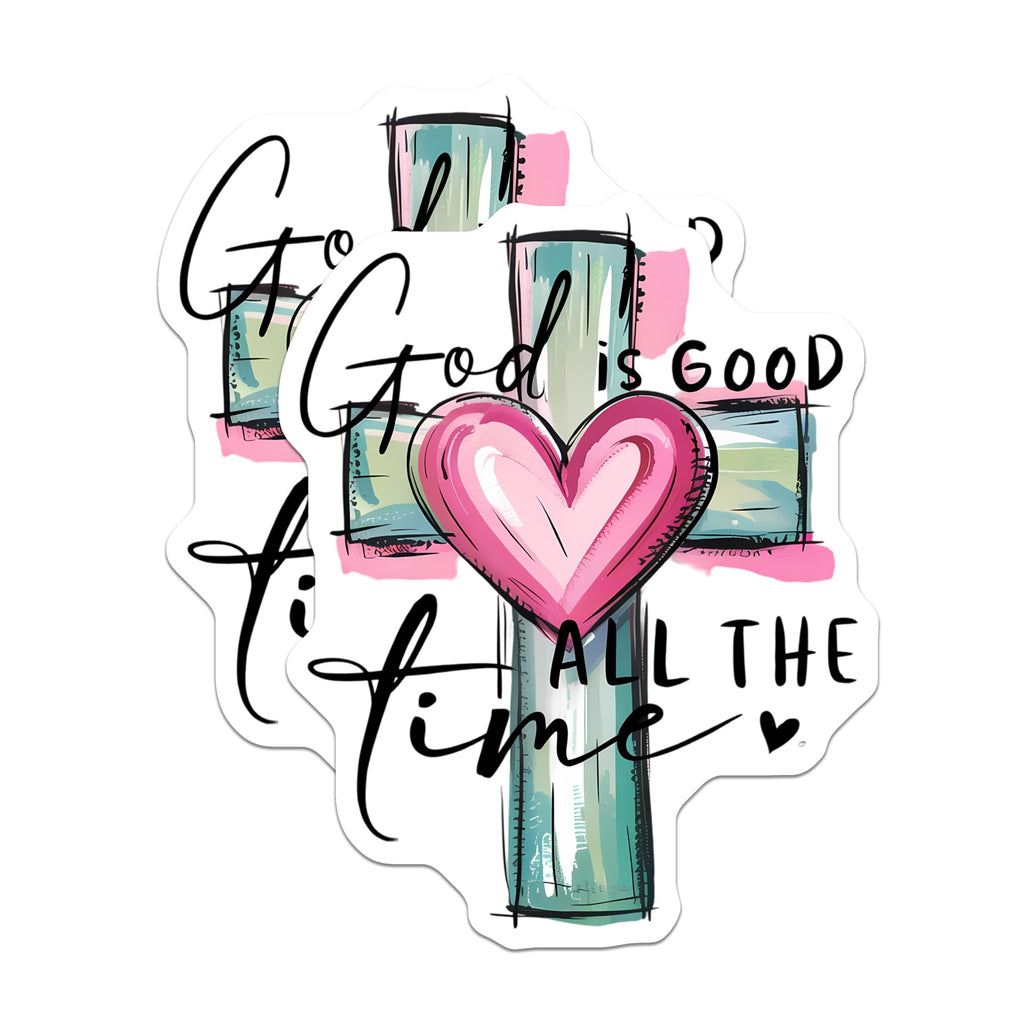 (2 Pack) Christian Magnets - God is Good All the Time Daily Affirmation - Religious Cross Heart Kitchen Decor - 5 Inches On Longest Side - Thick Durable Magnet - Made in USA - MAG19901