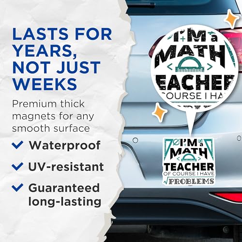 (2 Pack) Math Teacher Magnets Magnets - I'm a Math Teacher of Course I Have Problems - 5" On Longest Side - Made in USA - Sticks to Refrigerators & Metal Surfaces - MAG9001