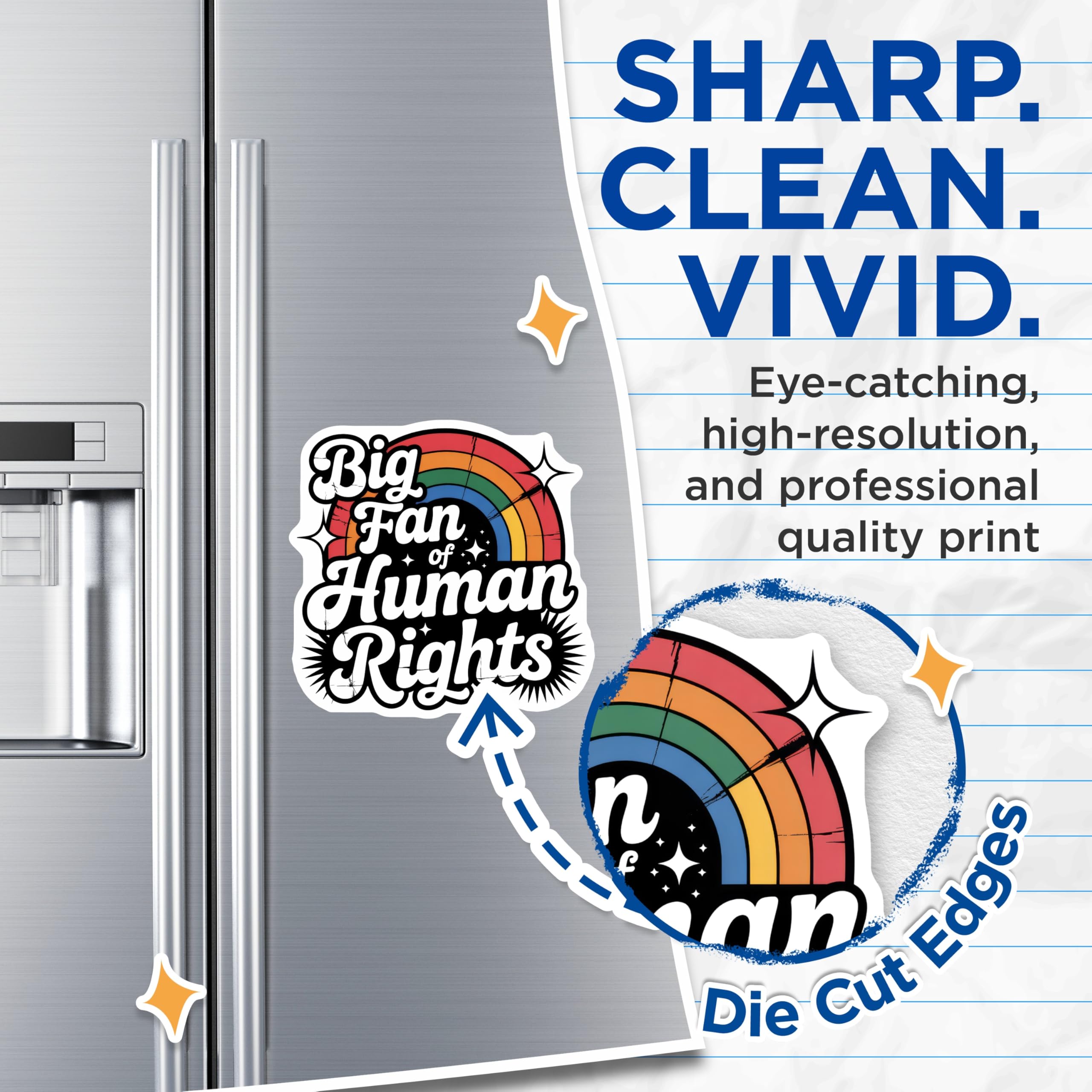 (2 Pack) Human Rights Magnets - Rainbow Equality - Social Justice Magnet - 5" On Longest Side - Premium Magnet - for Cars, Refrigerators, Toolboxes, Lockers - Made in USA - MAG16176