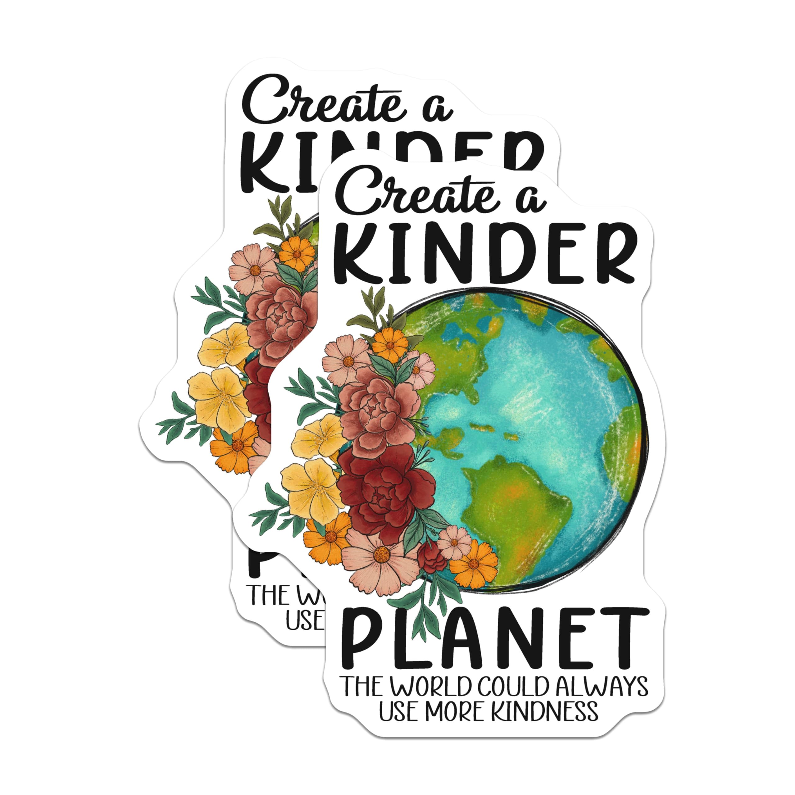 (2 Pack) Create A Kinder Planet Stickers - Earth Day Stickers - Eco-Friendly Stickers - 5" On Longest Side - Sticks to Smooth Flat Surfaces - Made in USA - BMCS4176