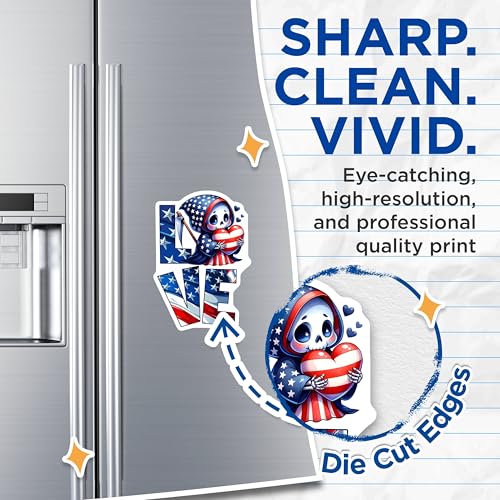 (2 Pack) Love Patriotic Magnets - Grim Reaper Heart - American Pride - 5" On Longest Side - for Cars, Fridges, Toolboxes - Made in USA - MAG7916