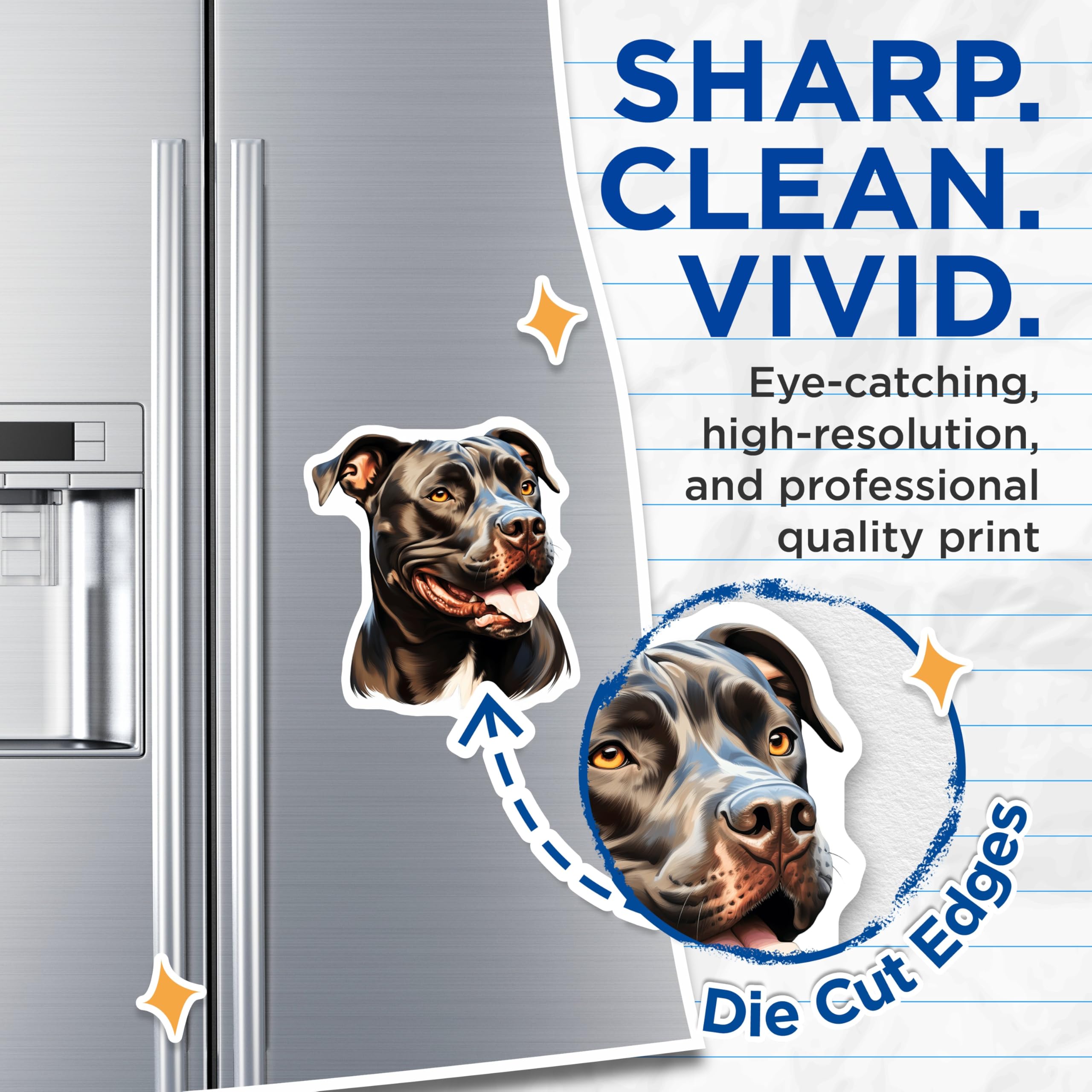 (2 Pack) Pit Bull Dog Magnets - Pitbull Lover Decor - Dog Breed Artwork - Pet Parent Magnet - Canine Art Refrigerator - 5 Inches On Longest Side - Thick Durable Magnet - Made in USA - MAG27121