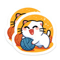 (2 Pack) Adorable Cat Magnets - Cute Kitten Yarn Play - Smiling Feline Fridge Decor - Knitting Crocheting Pet Lover - 5 Inches On Longest Side - Thick Durable Magnet - Made in USA - MAG20371