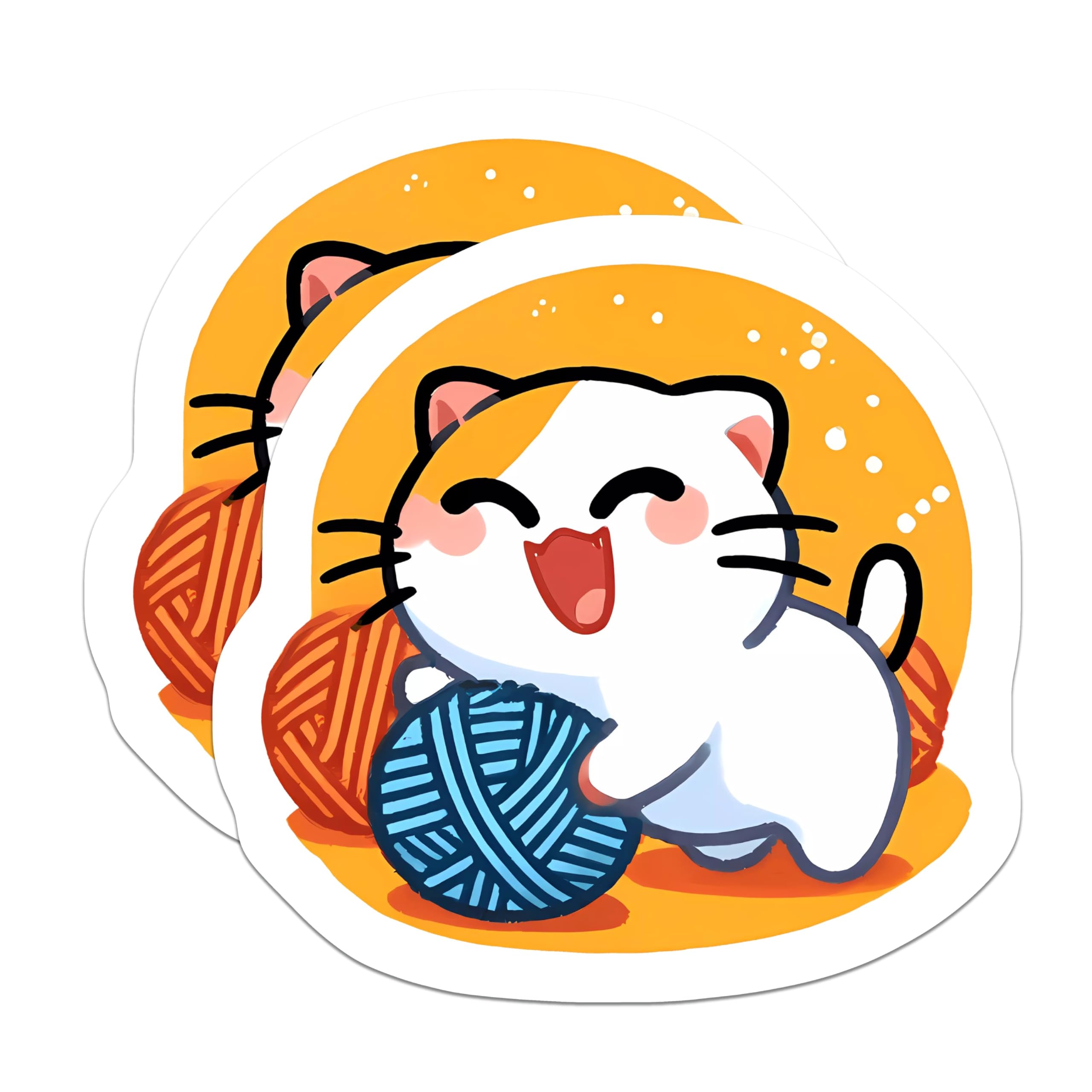 (2 Pack) Adorable Cat Magnets - Cute Kitten Yarn Play - Smiling Feline Fridge Decor - Knitting Crocheting Pet Lover - 5 Inches On Longest Side - Thick Durable Magnet - Made in USA - MAG20371