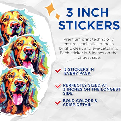 (3 Pack) Spaniel Dog Decals - Colorful Pet Art - Laptop Decal Stickers - 3 Inches On Longest Side - Easy Peel & Apply - Made in USA - 3MCS0750