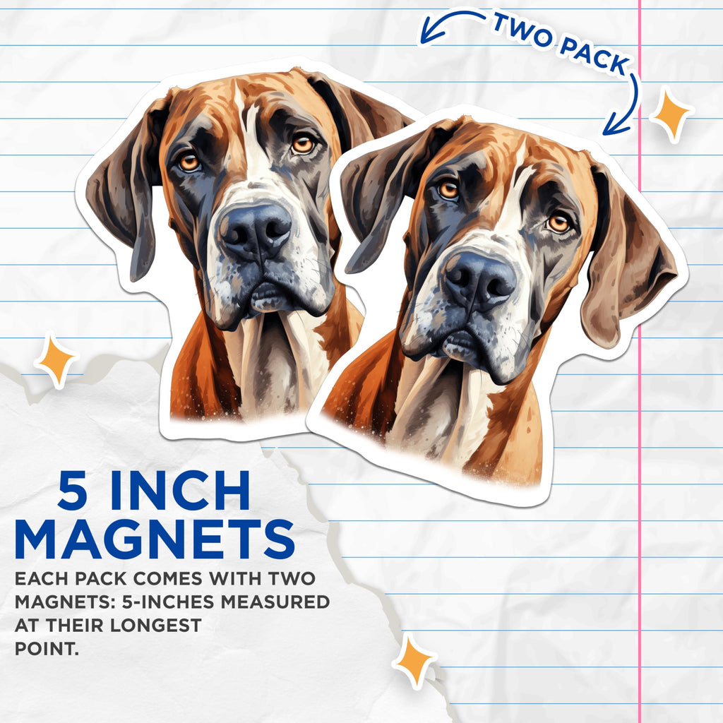 (2 Pack) Great Dane Magnets - Dog Lover Decor - Pet Owner Accessory - 5 Inches On Longest Side - Thick Durable Magnet - Made in USA - MAG29985