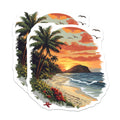 (2 Pack) Tropical Sunset Beach Magnets - Island Paradise Decor - Palm Tree Ocean Refrigerator Accessory - 5 Inches On Longest Side - Thick Durable Magnet - Made in USA - MAG28709