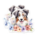 (2 Pack) Australian Shepherd Magnets - Watercolor Dog Art - Aussie Dog Lover Decor - 5 Inches On Longest Side - Thick Durable Magnet - Made in USA - MAG29288
