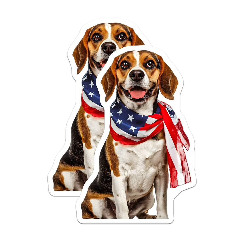 (2 Pack) Patriotic Beagle Magnets - American Flag Dog Lover - 4th of July Decor for Fridge - 5 Inches On Longest Side - Thick Durable Magnet - Made in USA - MAG37188
