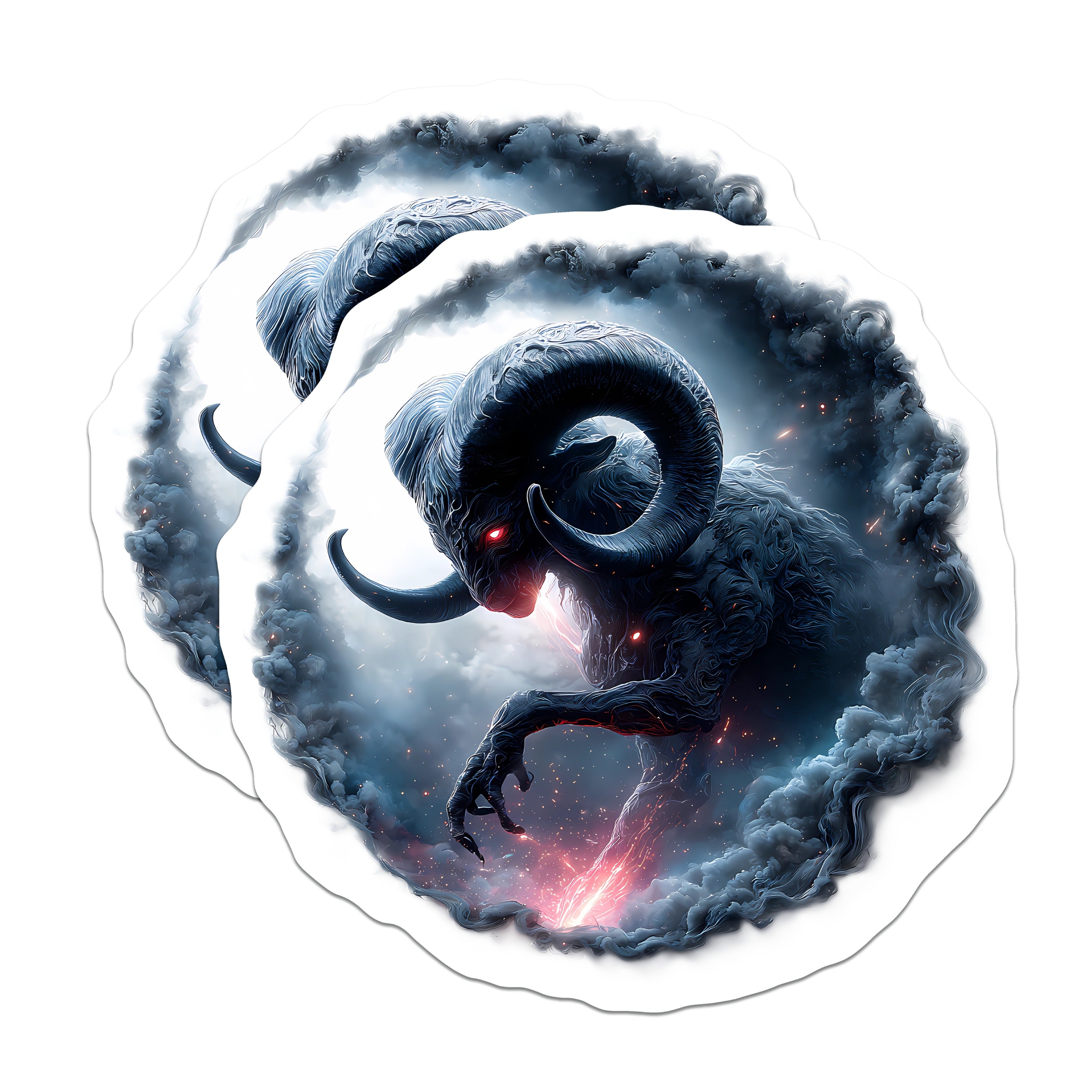(2 Pack) Dark Fantasy Ram Magnets - Gothic Art Decor - Mythical Beast - Demonic Creature - RPG Gamer - 5 Inches On Longest Side - Thick Durable Magnet - Made in USA - MAG38171