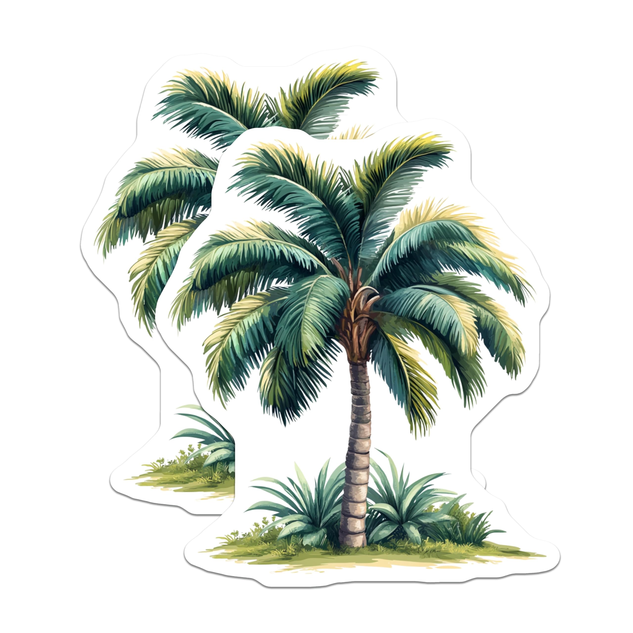 (2 Pack) Tropical Palm Tree Magnets - Coastal Decor - Beach House Aesthetic - 5 Inches On Longest Side - Thick Durable Magnet - Made in USA - MAG27634
