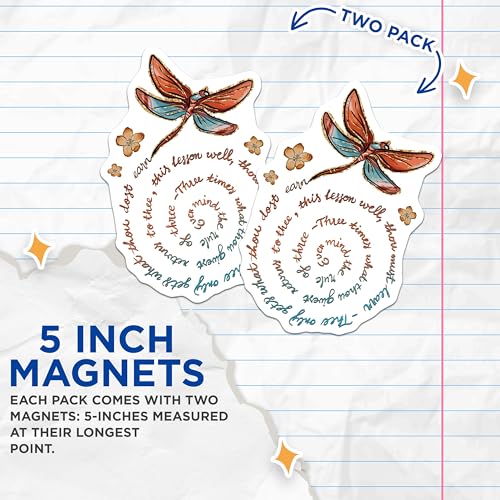 (2 Pack) Inspirational Dragonfly Magnets - Motivational Quote Magnet - Unique Spiral Design Magnet - 5" On Longest Side - for Cars, Fridges, Toolboxes - Made in USA - MAG4186