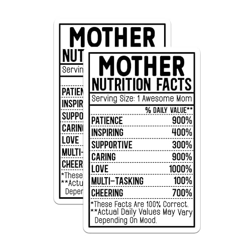 (2 Pack) Mother Nutrition Facts Magnets - Funny Mom Magnet - Kitchen DÃƒÂ©cor - Refrigerator Magnets - 5" On Longest Side - for Cars, Fridges, Toolboxes - Made in USA - MAG4140