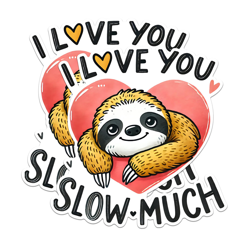 (2 Pack) I Love You Slow Much Stickers - Cute Sloth Stickers - Kawaii Animal Stickers for Laptops and Notebooks - 5" On Longest Side - Sticks to Any Smooth Flat Surface - Made in USA - BMCS2740