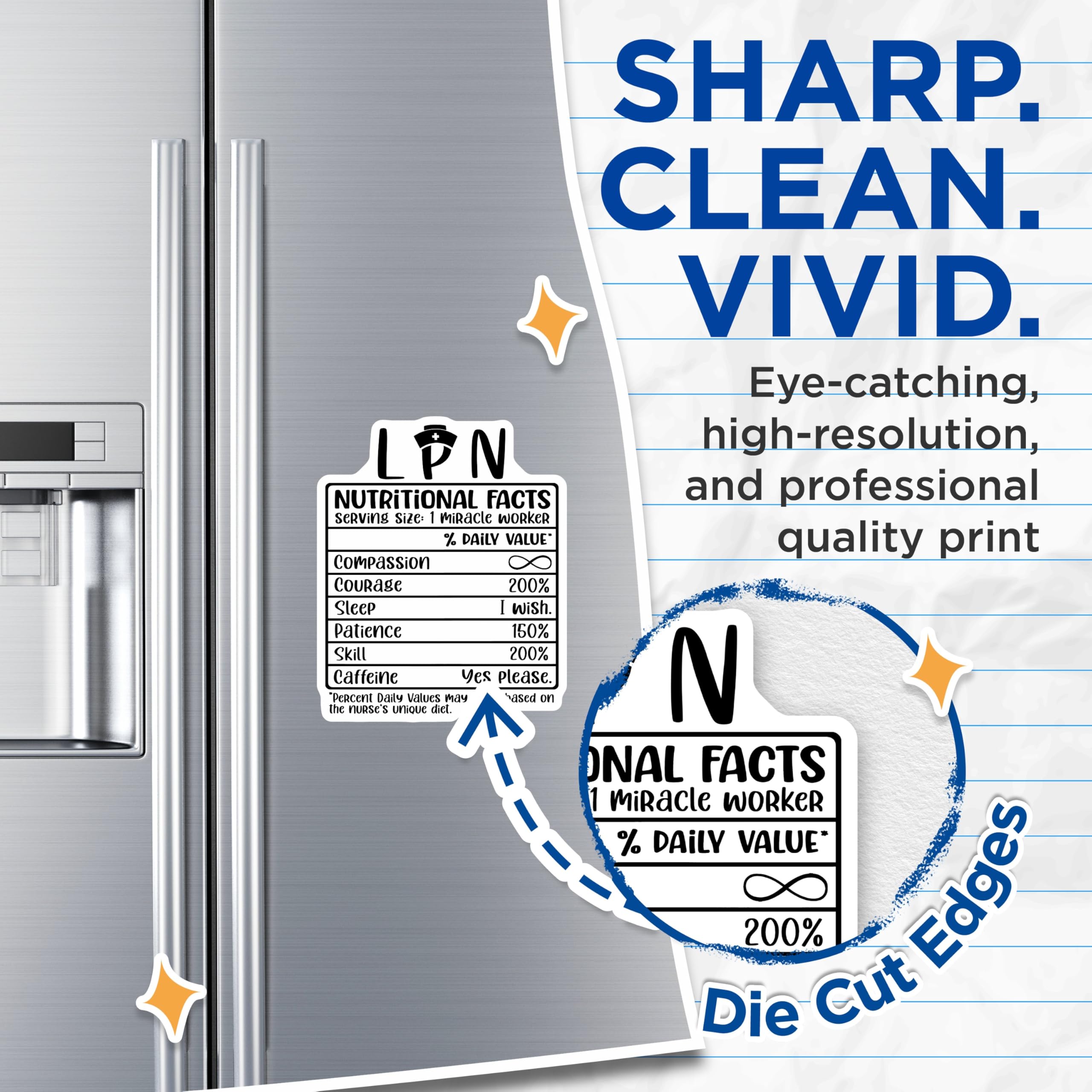 (2 Pack) LPN Magnets - Nutritional Facts - Nurse Appreciation - Funny Refrigerator Magnets - 5" On Longest Side - Premium Magnet - for Cars, Refrigerators, Toolboxes, Lockers - Made in USA - MAG15575