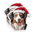 (2 Pack) Christmas Australian Shepherd Magnets - Holiday Dog Decor - Santa Hat Aussie Pet Accessory - 5 Inches On Longest Side - Thick Durable Magnet - Made in USA - MAG29503