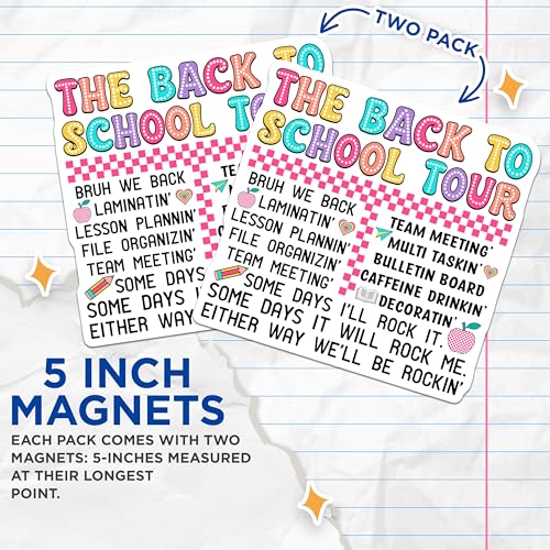 (2 Pack) The Back to School Tour Magnets Magnets - 5" On Longest Side - Made in USA - Sticks to Refrigerators & Metal Surfaces - MAG9109