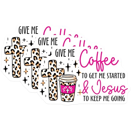 (3 Pack) Coffee Jesus Decals - Christian Decal - Laptop Decals - 3 Inches On Longest Side - Easy Peel & Apply - Made in USA - 3MCS1906