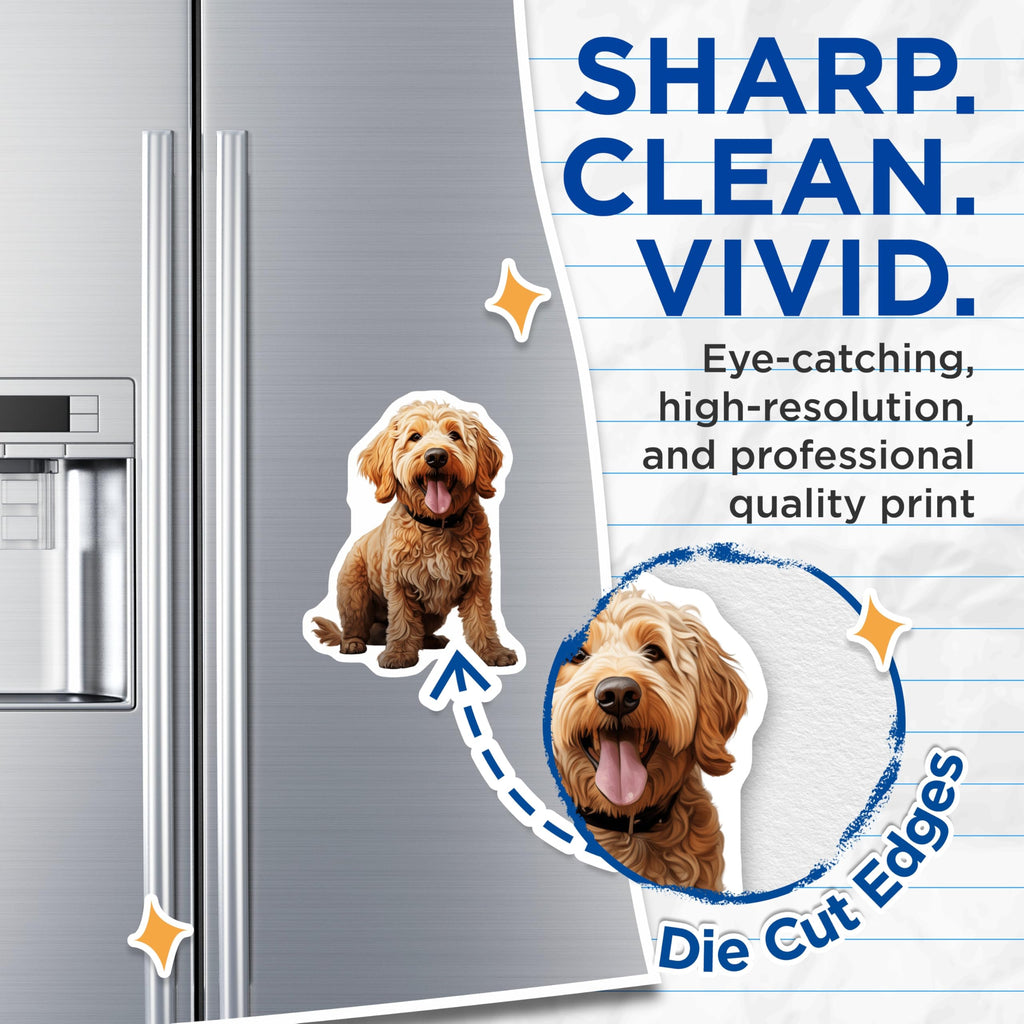 (2 Pack) Goldendoodle Magnets - Cute Dog Decor - Pet Lover Accessory - 5 Inches On Longest Side - Thick Durable Magnet - Made in USA - MAG28458