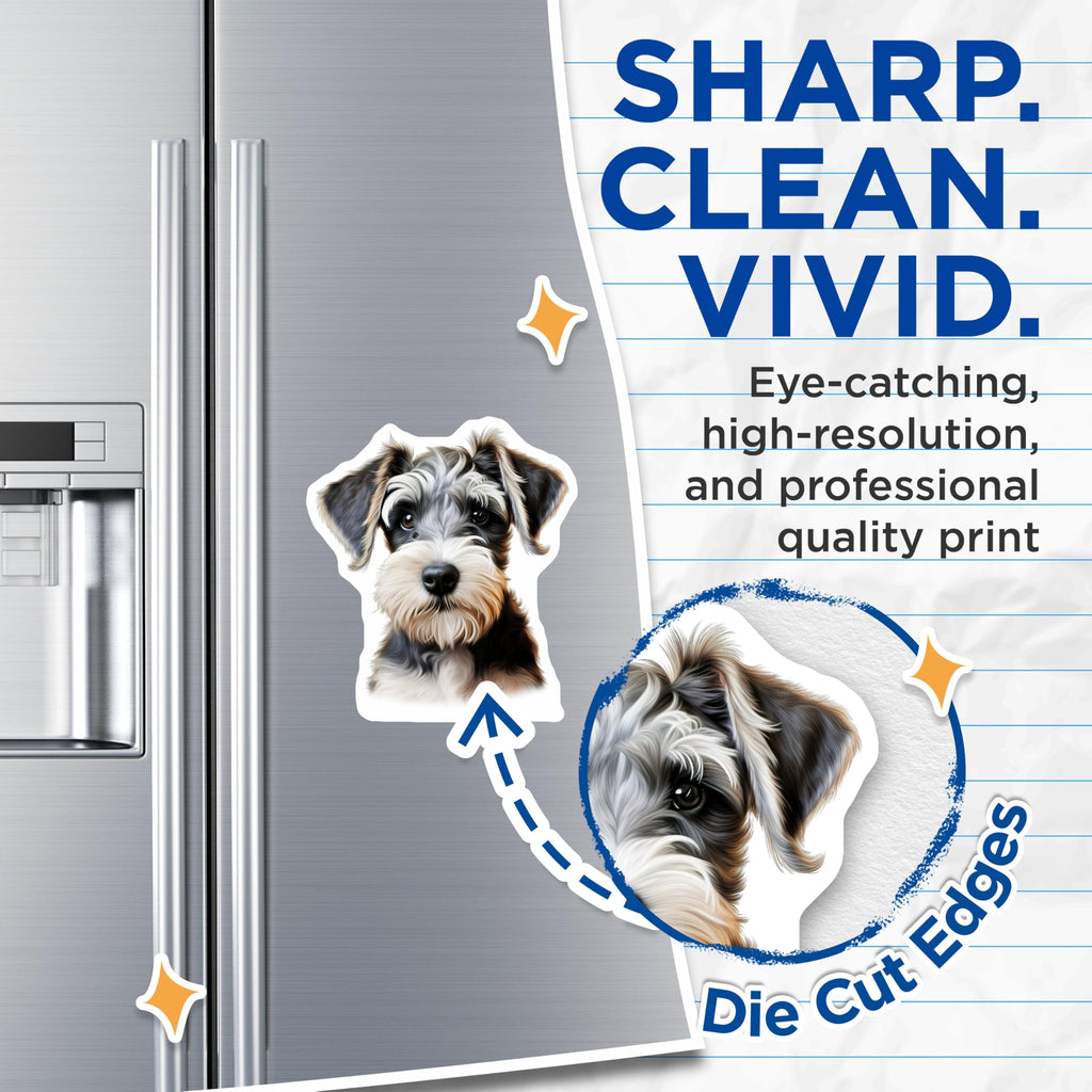 (2 Pack) Schnauzer Puppy Magnets - Mini Dog Lover Decor - Pet Mom Fridge Display - 5 Inches On Longest Side - Thick Durable Magnet - Made in USA - MAG27108