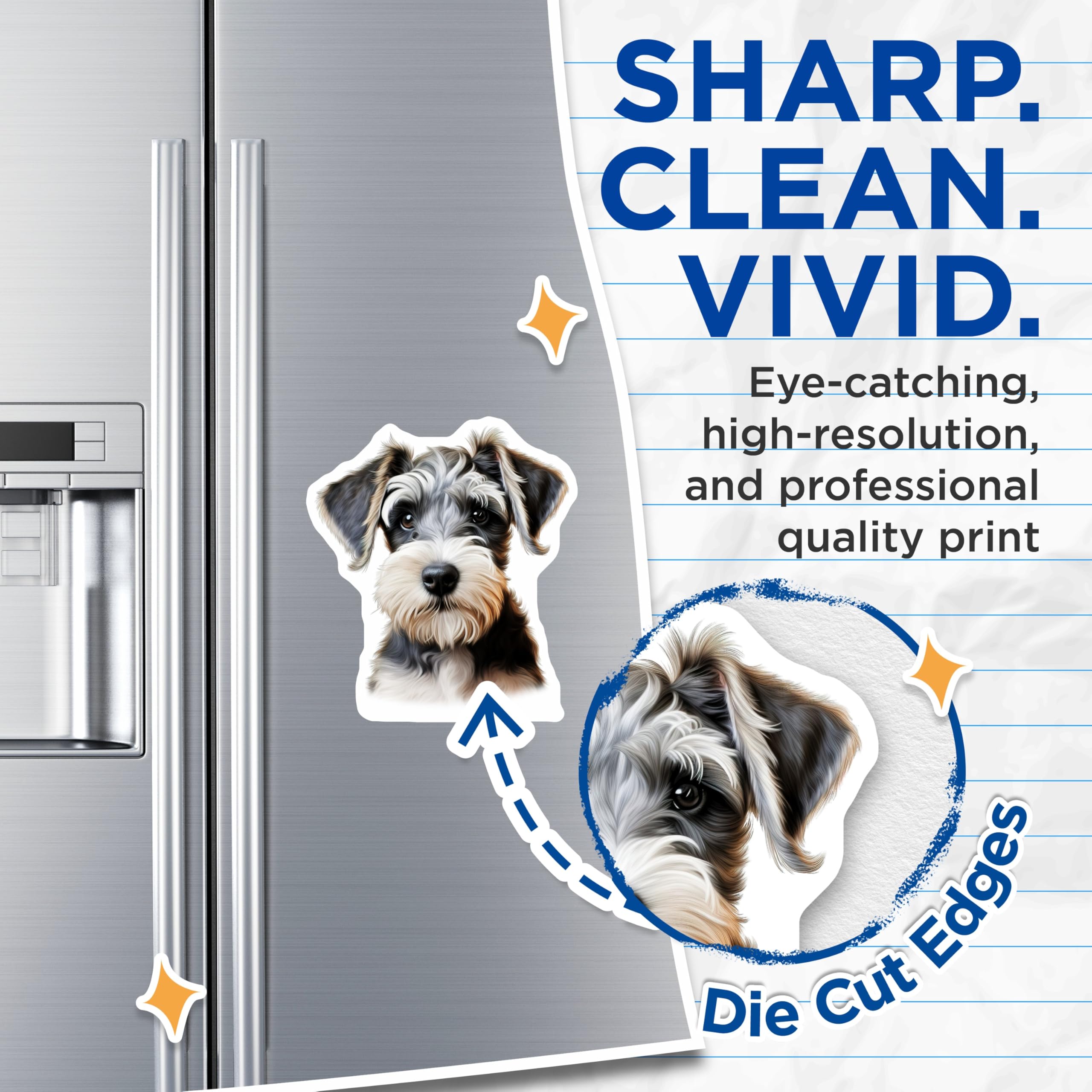 (2 Pack) Schnauzer Puppy Magnets - Mini Dog Lover Decor - Pet Mom Fridge Display - 5 Inches On Longest Side - Thick Durable Magnet - Made in USA - MAG27108