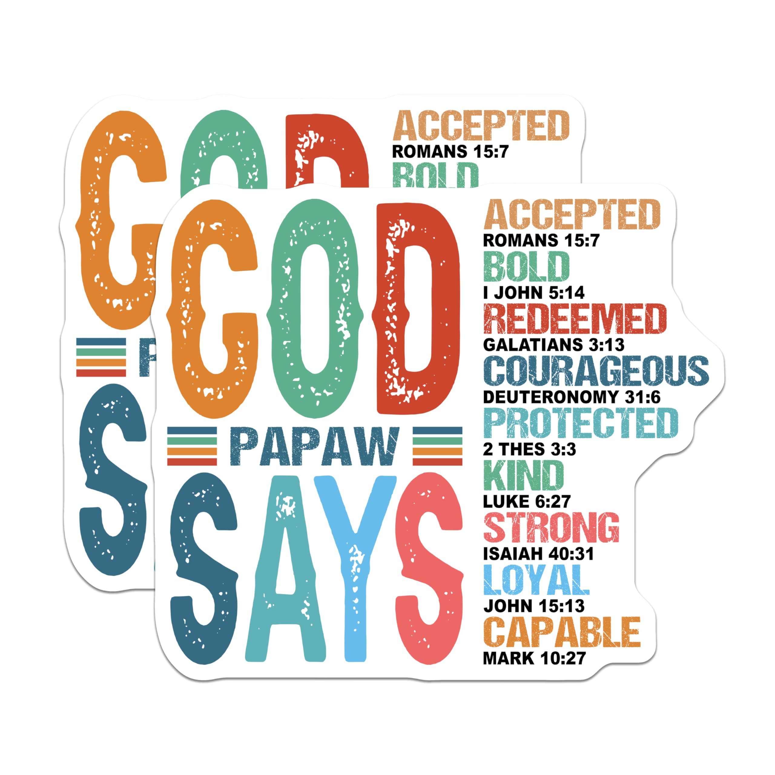 (2 Pack) God Papaw Says Magnets - Christian Grandfather Faith Gift - Bible Scripture Decor - 5 Inches On Longest Side - Thick Durable Magnet - Made in USA - MAG28614