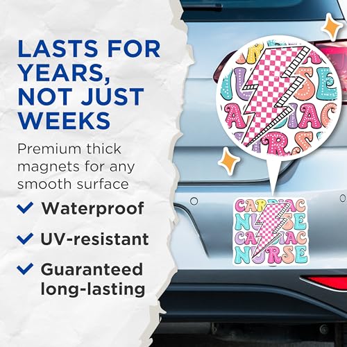 (2 Pack) Cardiac Nurse Magnets Magnets - Medical Staff Nurse Appreciation - 5" On Longest Side - Made in USA - Sticks to Refrigerators & Metal Surfaces - MAG9132