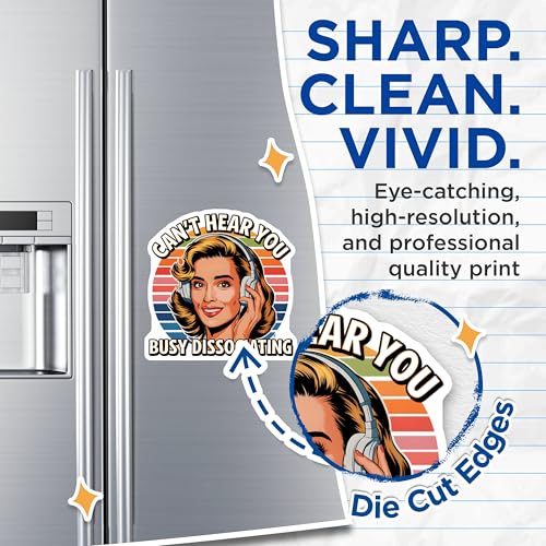 (2 Pack) Can't Hear You Busy Dissociating Magnets - Headphones Retro Art - Fun Rejection Magnets - 5" On Longest Side - for Cars, Fridges, Toolboxes - Made in USA - MAG7092
