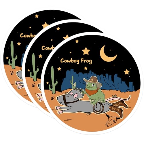(3 Pack) Cowboy Frog Decals - Western Stickers - Laptop Decal- 3 Inches On Longest Side - Easy Peel & Apply - Made in USA - 3MCS5279
