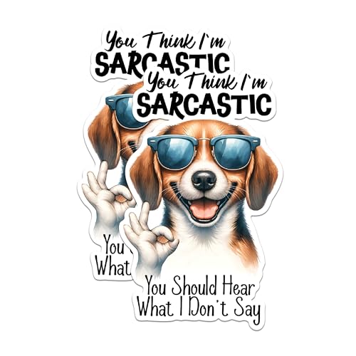 (2 Pack) Funny Dog Stickers - Sarcastic Dog Stickers - Hilarious Pet Stickers - 5" On Longest Side - Sticks to Any Smooth Flat Surface - Made in USA - BMCS2932