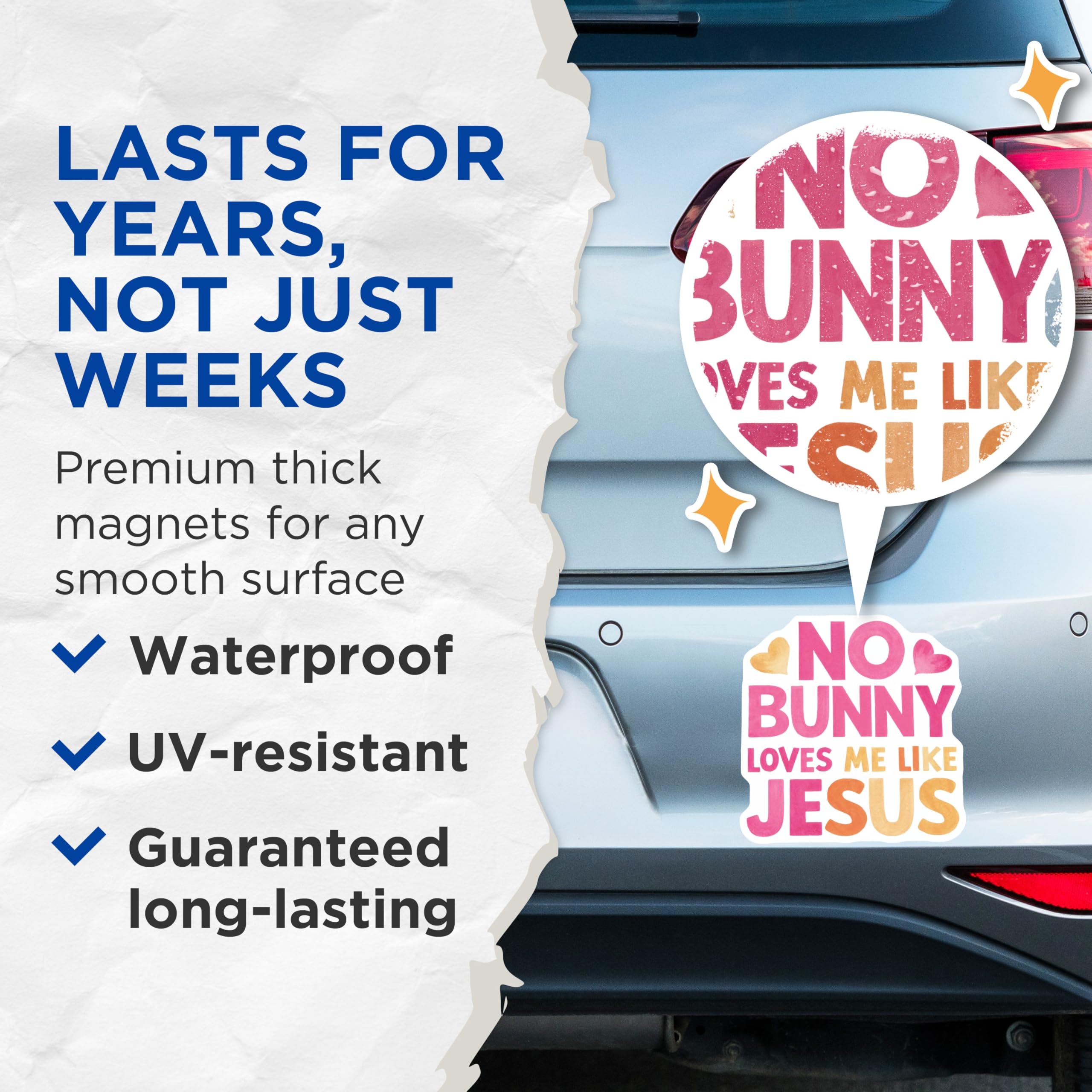 (2 Pack) Easter Jesus Magnets - Religious Fridge Decor - Christian Saying Magnet Set - 5" On Longest Side - Premium Magnet - for Cars, Refrigerators, Toolboxes, Lockers - Made in USA - MAG15713