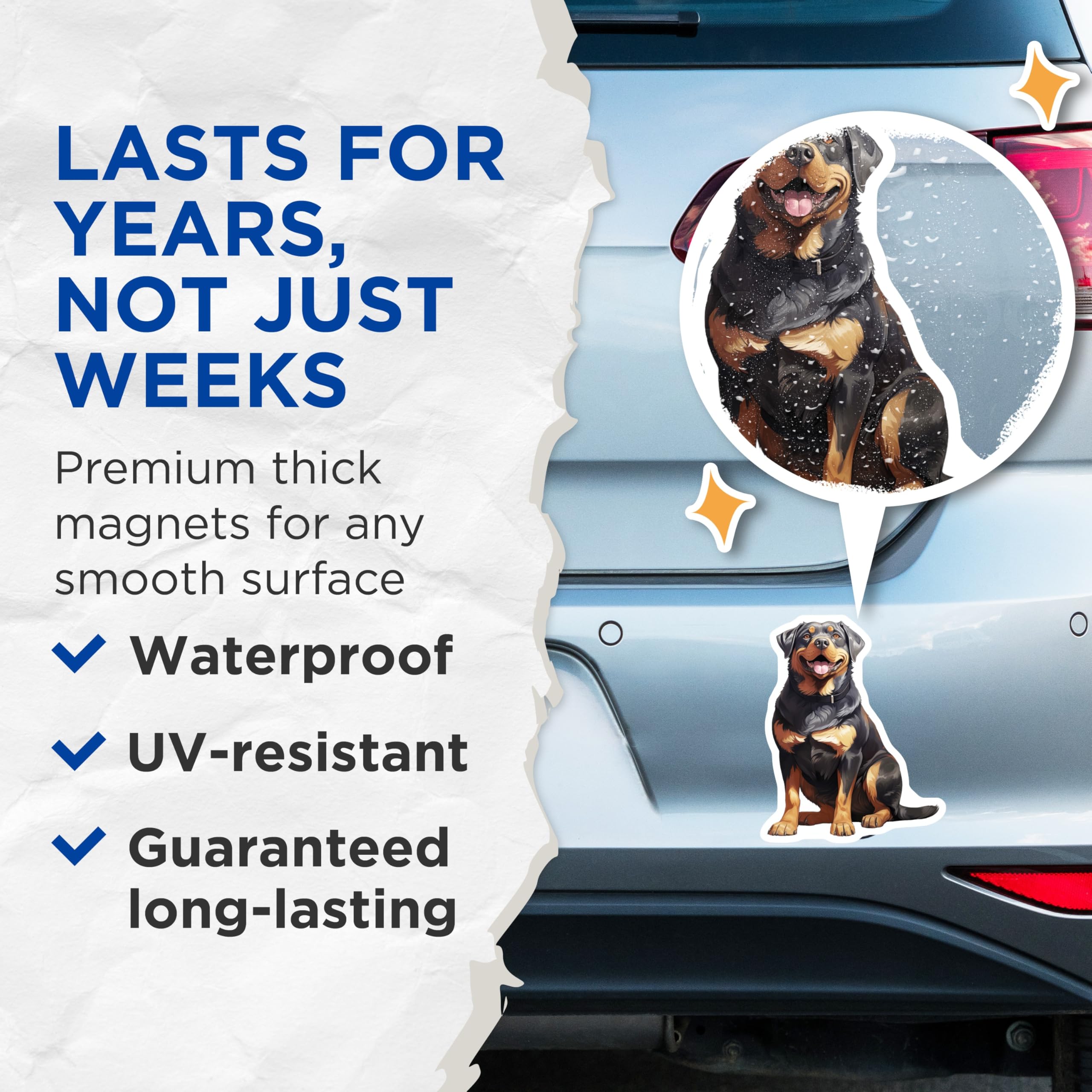 (2 Pack) Rottweiler Dog Magnets - Happy Pet Owner Accessory - Canine Breed Enthusiast Decor - 5 Inches On Longest Side - Thick Durable Magnet - Made in USA - MAG30917