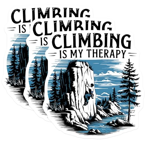 (3 Pack) Climbing Therapy Decals - Rock Climbing - Laptop Decal - 3 Inches On Longest Side - Easy Peel & Apply - Made in USA - 3MCS4566