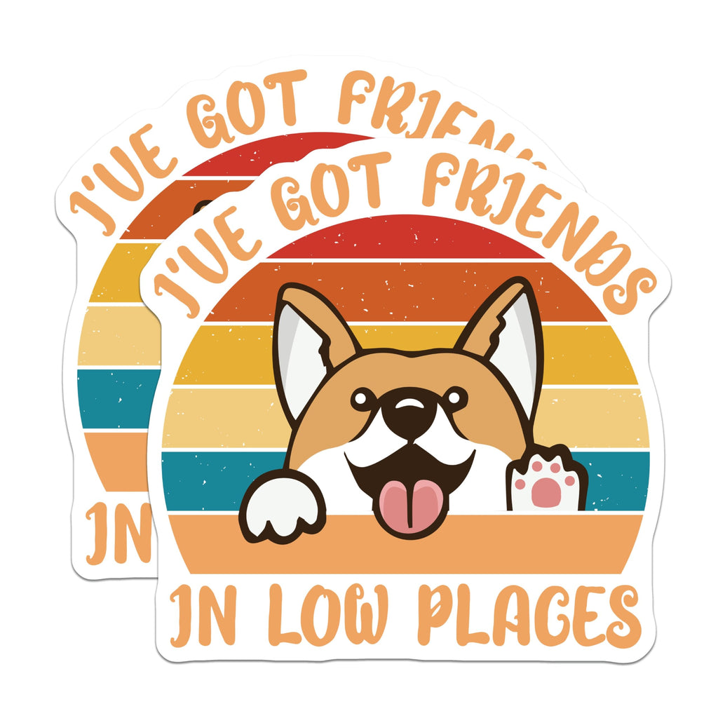 (2 Pack) Corgi Magnets - Friends in Low Places - Dog Fridge Magnets - Animal Pet Saying - 5" On Longest Side - Premium Magnet - for Cars, Refrigerators, Toolboxes, Lockers - Made in USA - MAG17439