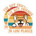 (2 Pack) Corgi Magnets - Friends in Low Places - Dog Fridge Magnets - Animal Pet Saying - 5" On Longest Side - Premium Magnet - for Cars, Refrigerators, Toolboxes, Lockers - Made in USA - MAG17439
