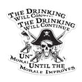 (2 Pack) The Drinking Will Continue Until Morale Improves Magnets - Funny Pirate Magnet - 5" On Longest Side - Premium Magnet - for Cars, Refrigerators, Toolboxes, Lockers - Made in USA - MAG1636