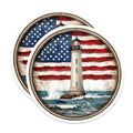 (2 Pack) Patriotic Lighthouse Stickers - American Flag Lighthouse - Coastal Themed Stickers - 5" On Longest Side - Sticks to Smooth Flat Surfaces - Made in USA - BMCS9451