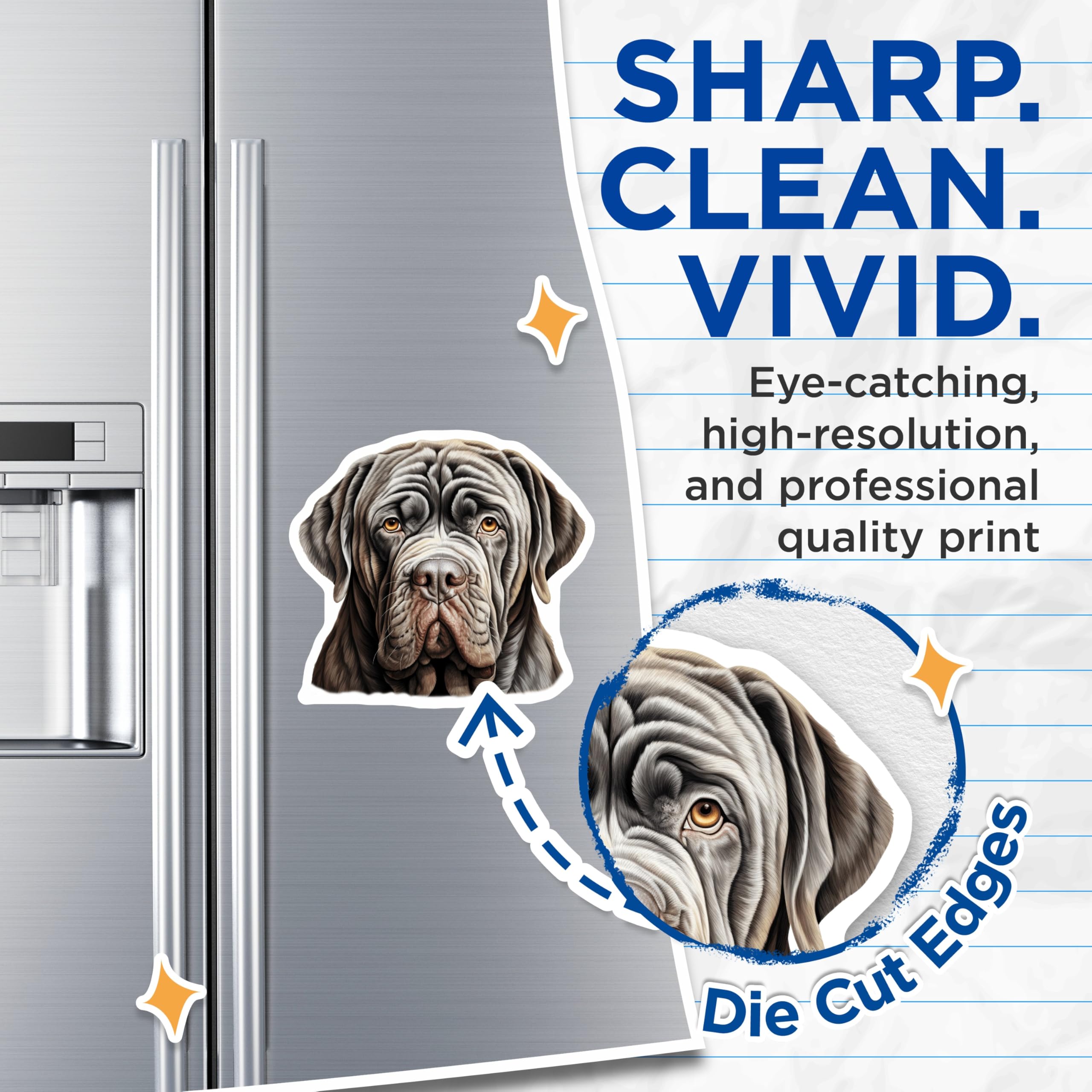 (2 Pack) Neapolitan Mastiff Dog Magnets - Giant Breed Pet Decor - Dog Mom Dad Home Accessory - 5 Inches On Longest Side - Thick Durable Magnet - Made in USA - MAG27576