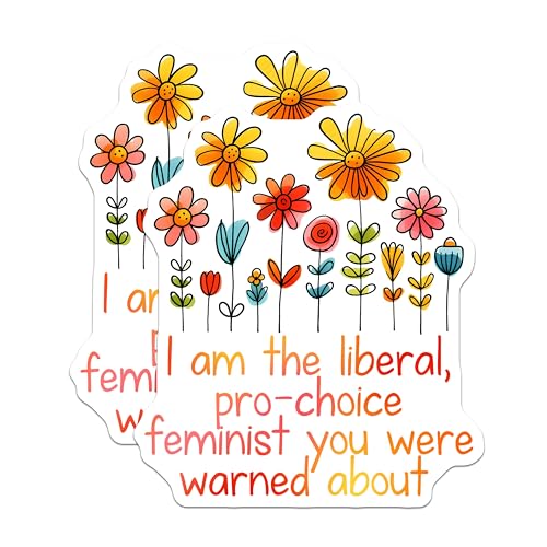(2 Pack) Pro-Choice Feminist Stickers - Liberal Feminist Design - 5" On Longest Side - Sticks to Smooth Flat Surfaces - Made in USA - BMCS8340 - BMCS8340